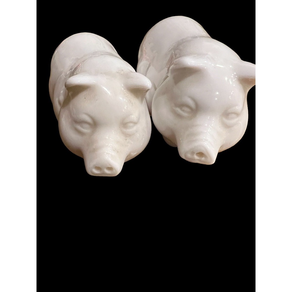 Vintage Shafford‎ White Pig Salt and Pepper Shakers Set Of 2